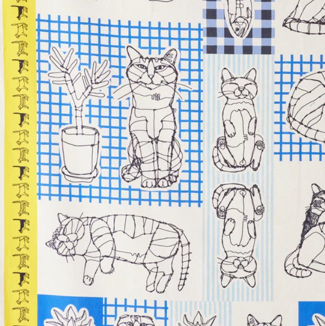 +HAyU fabric | HAyU CAT | cotton linen printed canvas 棉麻 (110x98cm)