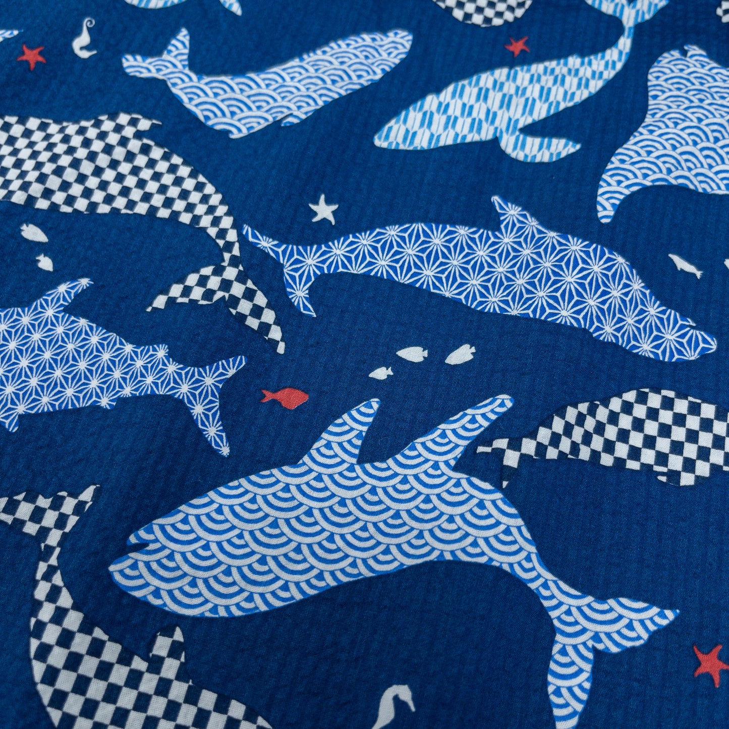 Japan | whale 和風鯨魚 | cotton seer sucker 泡泡棉浴衣布
