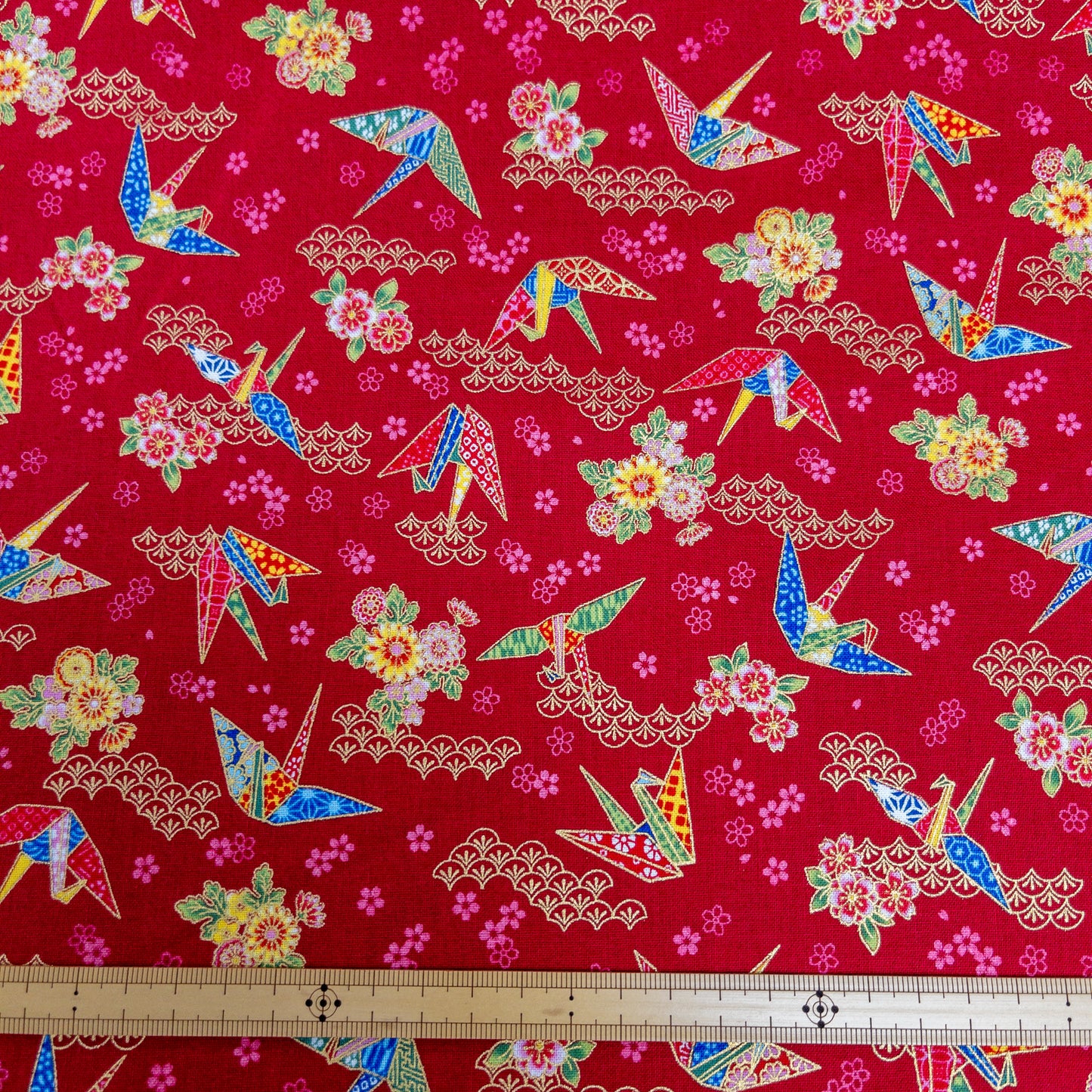 Japan | paper crane 燙金紙鶴和扇 | cotton printed sheeting 純棉