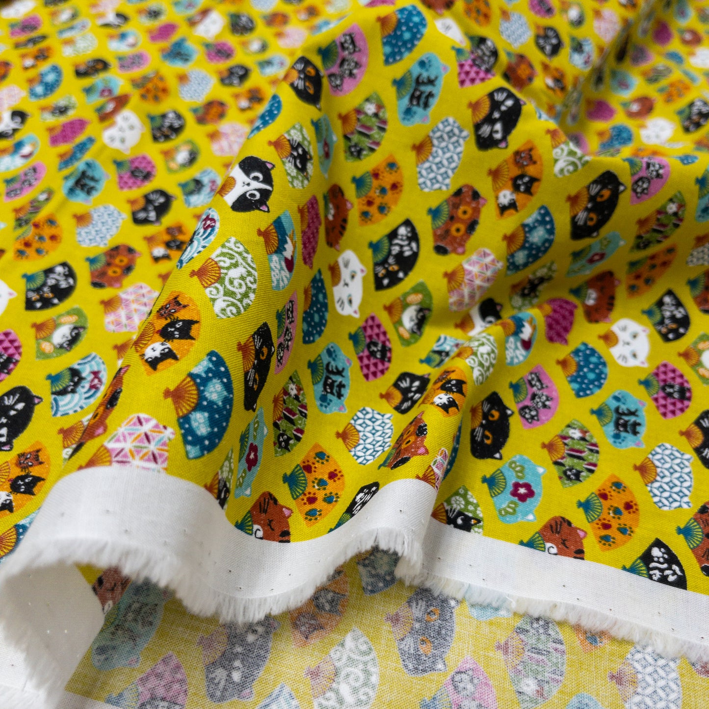 Japan | cat fan 貓の扇 | cotton printed sheeting