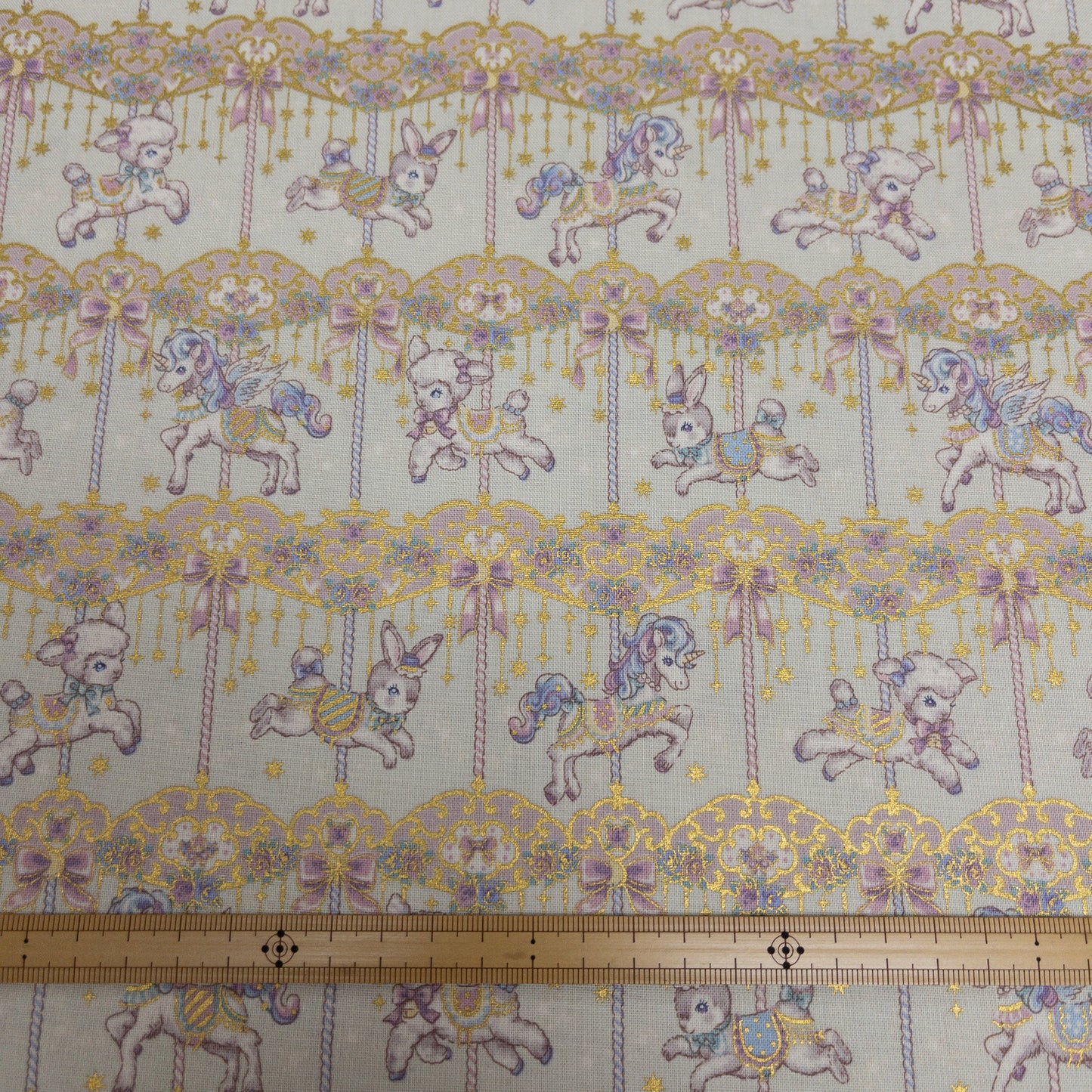 Japan | Foil-stamped merry-go-round 燙金旋轉木馬 | cotton printed sheeting 純棉