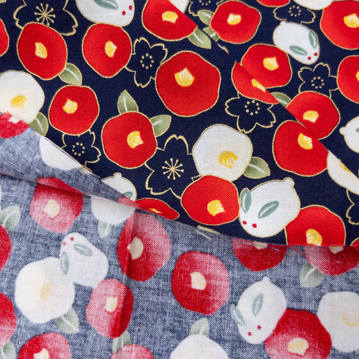 Quilt Gate | rabbit wagashi 白兔和菓子山茶花 | cotton printed sheeting 純棉