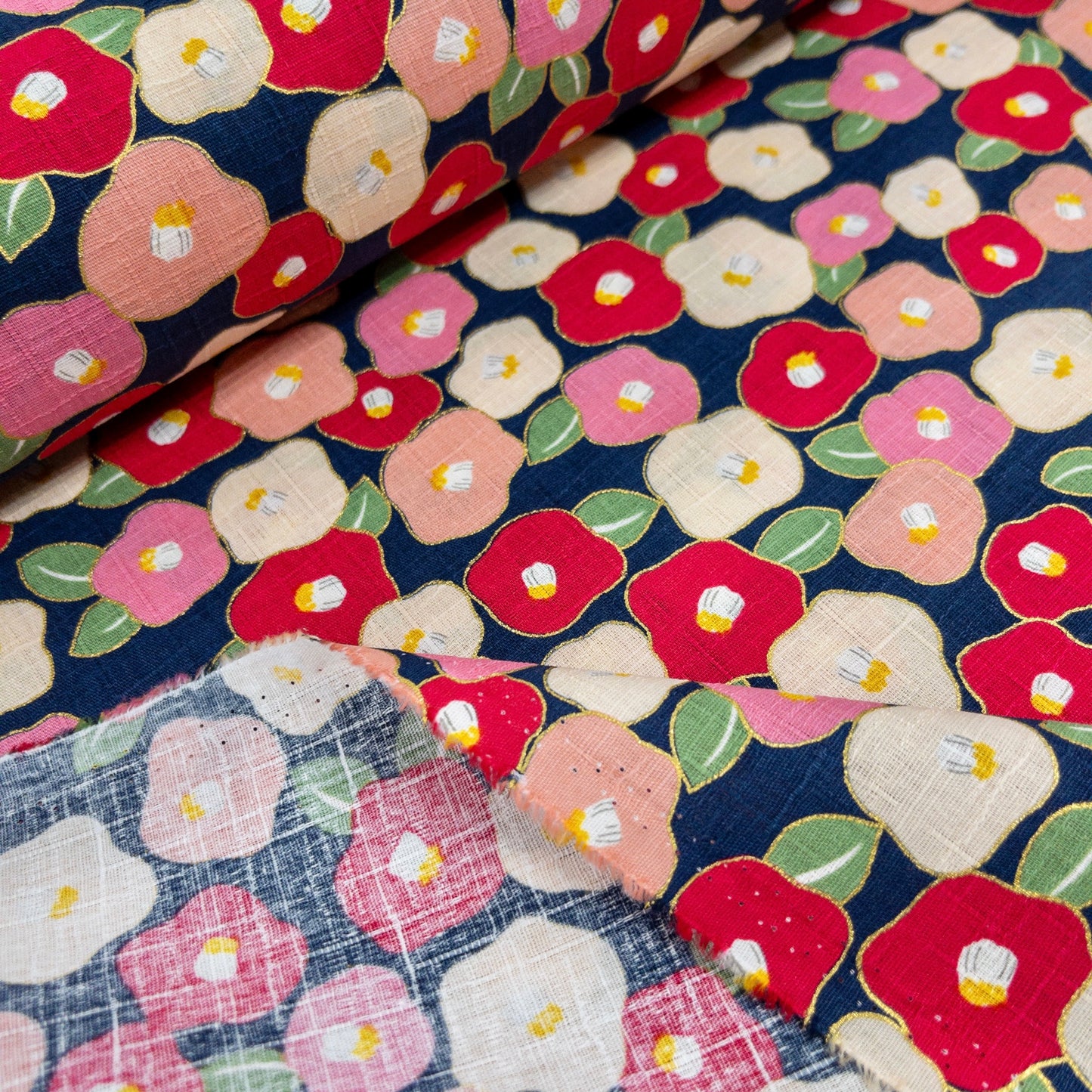 Japan | camellia 山茶花| cotton printed shantung 竹節棉