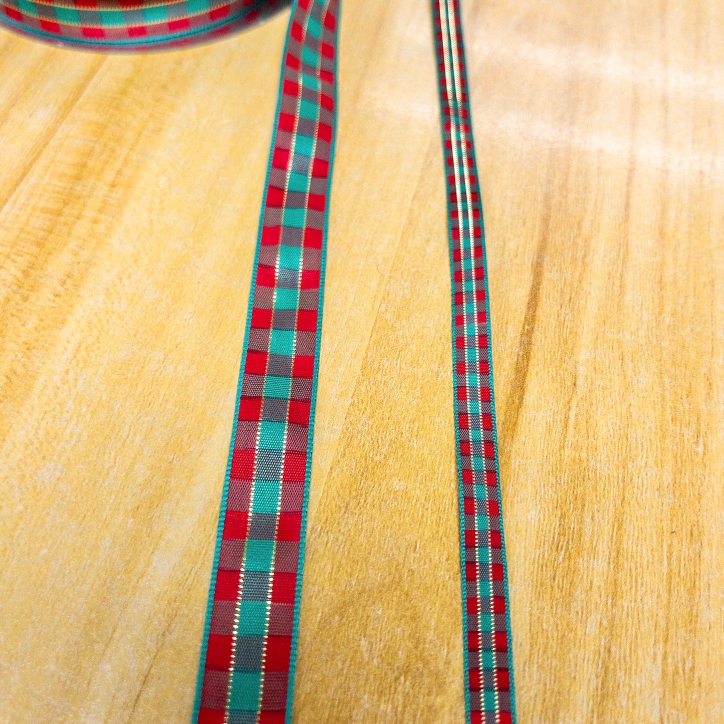 ribbon 絲帶 | red & green checkered 紅綠正方格 7mm 15mm
