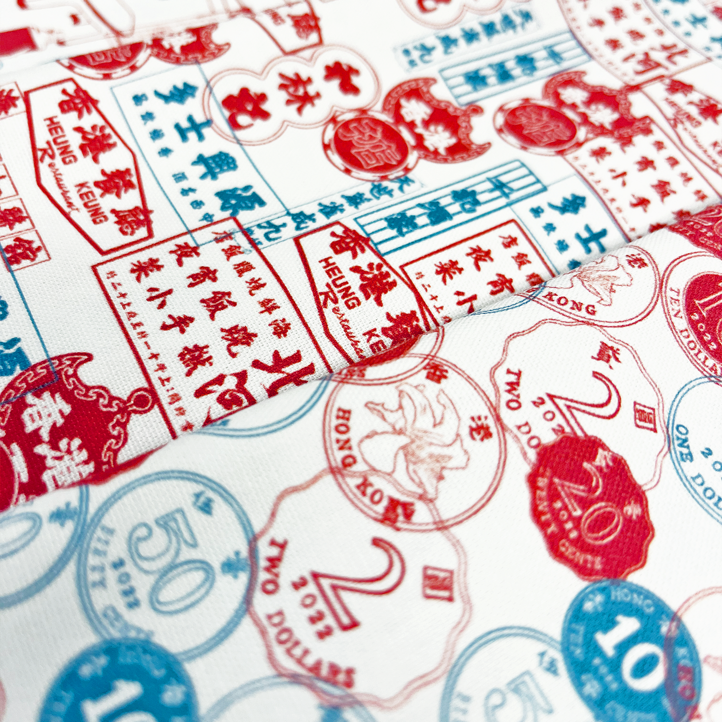 【K‧T FABRIC】紅白藍「招牌」 red-white-blue ''signboard'' cotton printed oxford 純棉
