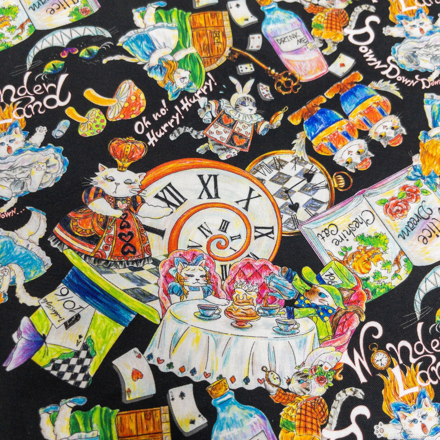 Japan | 『Hoyoka』Alice in Nyanderland Cats 愛麗絲貓貓 | cotton printed sheeting 純棉