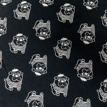 maffon | pug black ivory 八哥 黑+米色 | cotton jacquard knit 雙面純棉提花針織 - 160cm