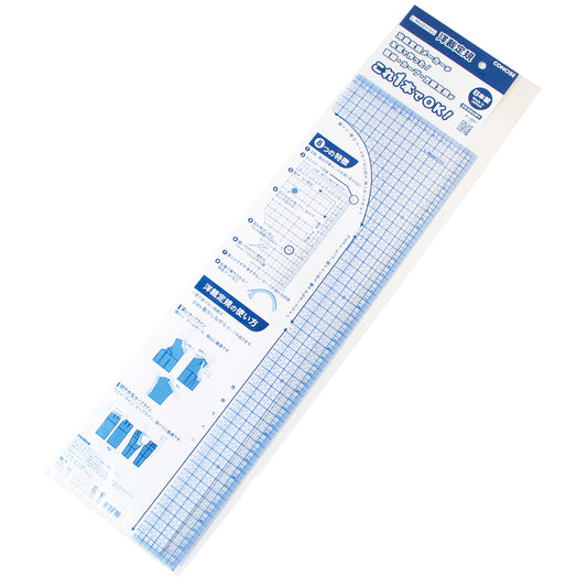 Concise square ruler 洋裁用 透明直角軟尺 L尺 50 x 15cm