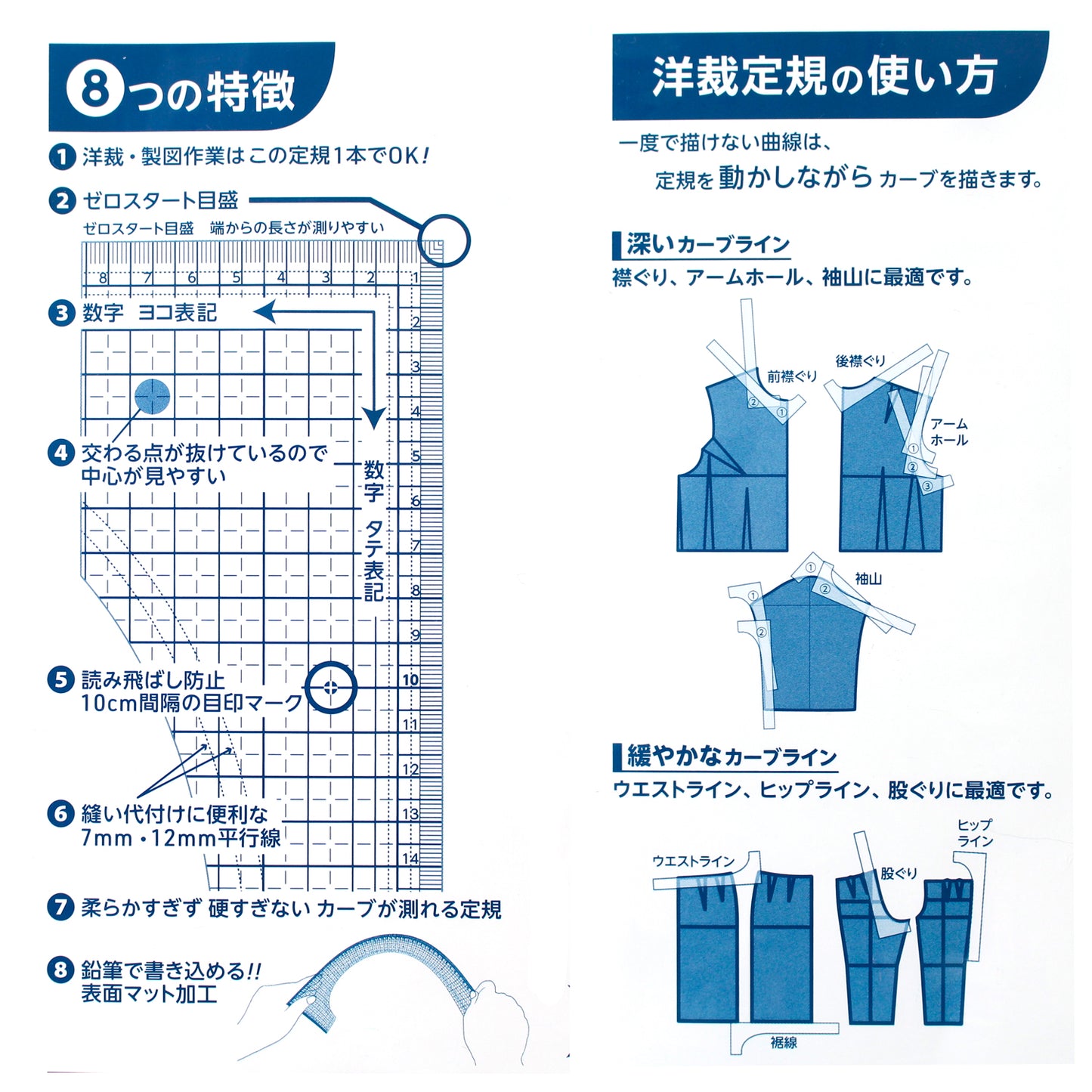 Concise square ruler 洋裁用 透明直角軟尺 L尺 50 x 15cm