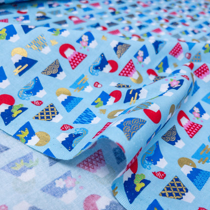 Japan | hot stamping fuji  燙金富士山圖案 | cotton printed sheeting