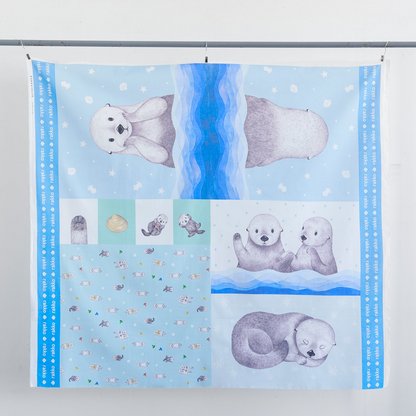 Animania 水獺圖案定位布 | cotton printed sheeting panel 純棉