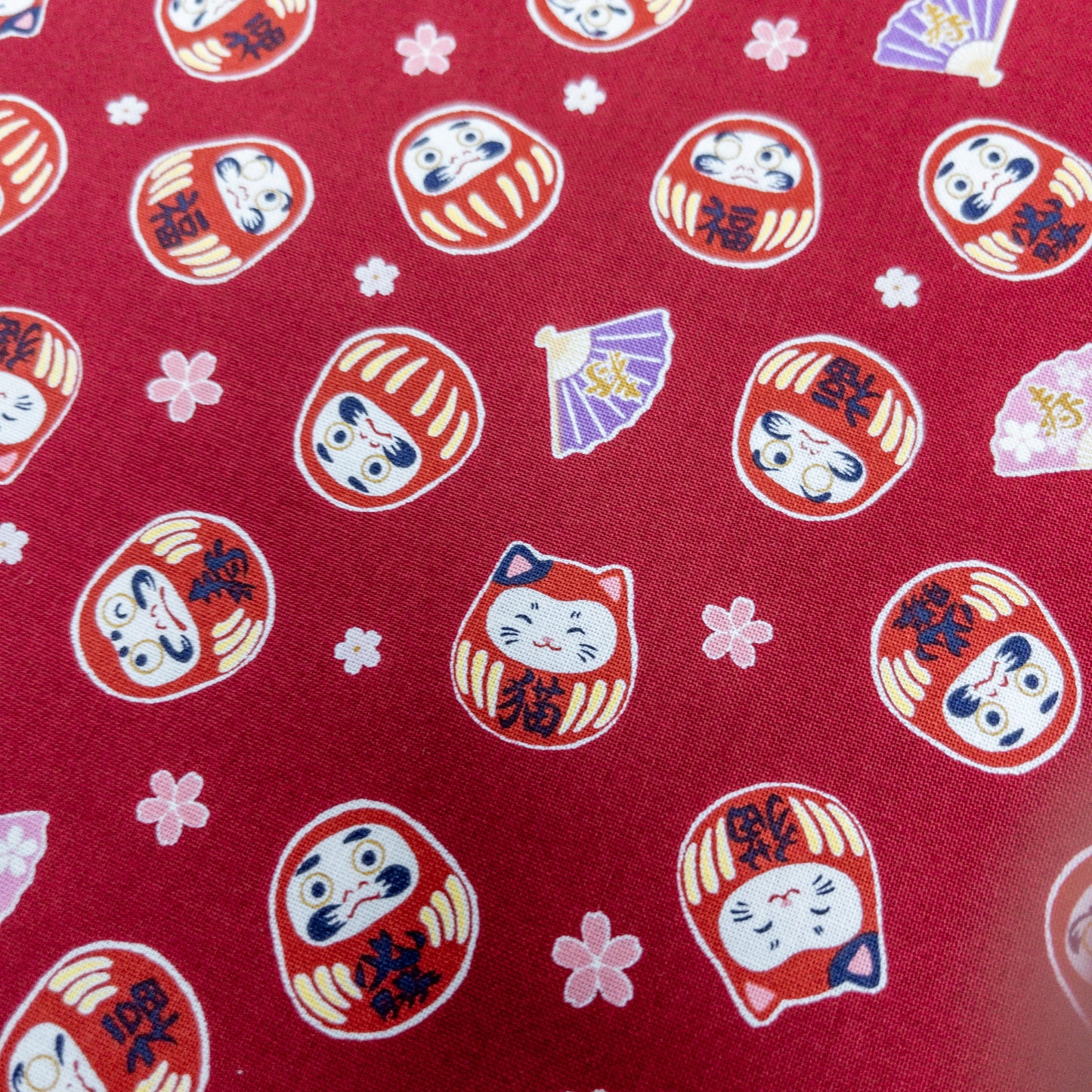 Japan | Japanese daruma cat 燙金和風達摩貓貓 | cotton printed sheeting 純棉