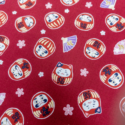 Japan | Japanese daruma cat 燙金和風達摩貓貓 | cotton printed sheeting 純棉