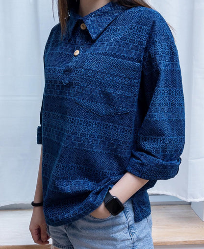 Japan |  Indigo Asagi Sashiko rhombus  | Sashiko-ori 刺子織