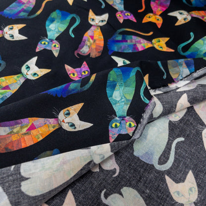 USA | Tossed Quilt Cats Stripes 貓咪拼布圖案 | cotton 純棉