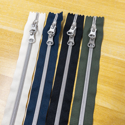 YKK Metallion Sliver Coil Nylon close end double slide zipper 50cm 4 colors YKK銀色尼龍密尾雙頭拉鍊 50cm 4色
