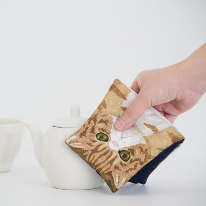 kokka home deco mini - 貓狗躺在地板上 | cotton printed sheeting 純棉