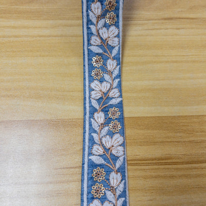 embroidery webbing 刺繡帶 | white border floral 白邊花朵 3.5cm