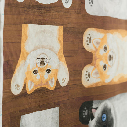 kokka home deco mini - 貓狗躺在地板上 | cotton printed sheeting 純棉