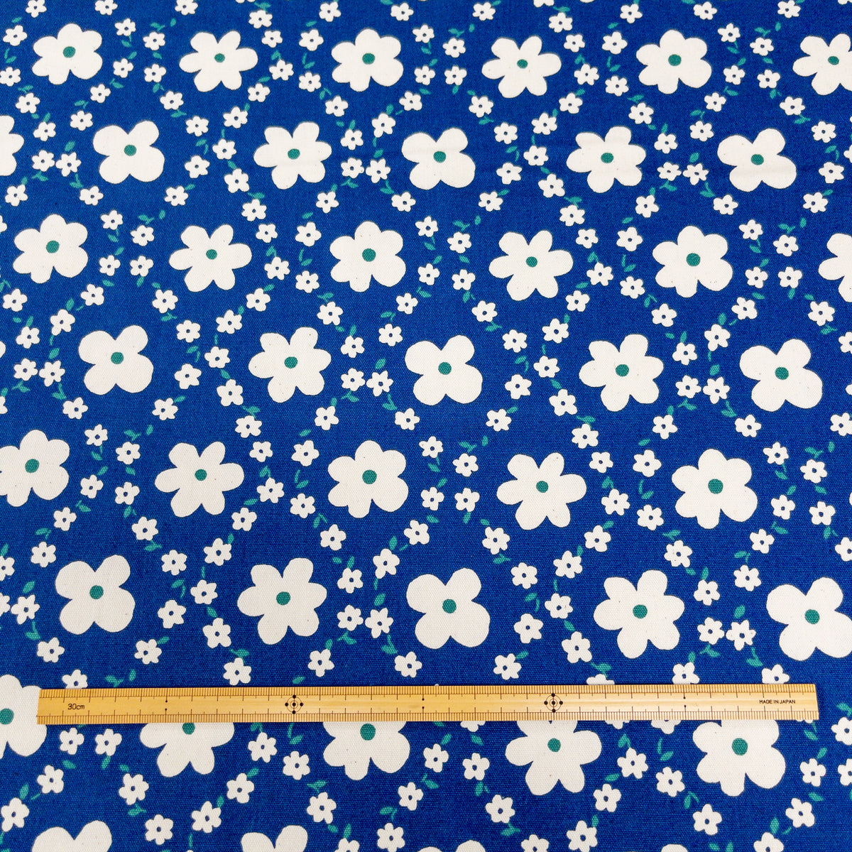 Japan | 藍底菱形白花 | cotton printed oxford 純棉