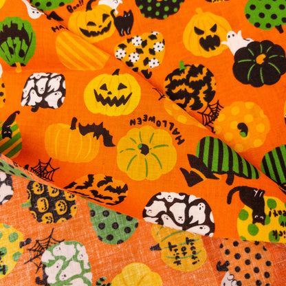 Japan | halloween pattern and cats 萬聖節黑貓大南瓜 | cotton printed shirting 純棉