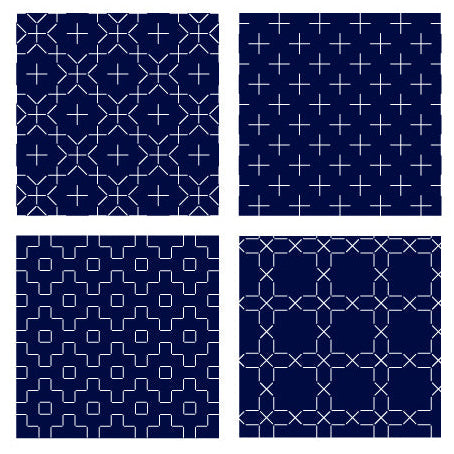 Cosmo | hidamari Sashiko embroidery fabric with water soluble grid markers 刺繡布料 刺子繡 可水消網格標記 (用於製作 4 個杯墊)