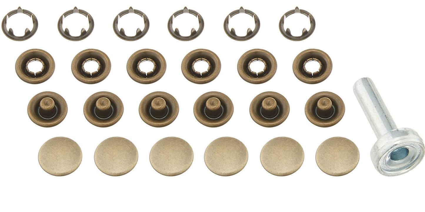 Clover capped prong snap button 12mm 6pcs with tools 有蓋面五爪扣+打鈕工具 12mm 6對