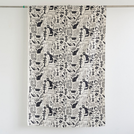 NekoNoe K from 30 SEWINGPINS | Ayano Tamuro 貓咪和植物 | cotton printed sheeting 純棉