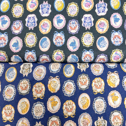 Japan | mirror cat 貓貓鏡子 | cotton printed 60s 純棉