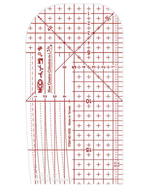 Taiwan thin hot iron ruler 熨斗用止滑定規尺 30x10cm