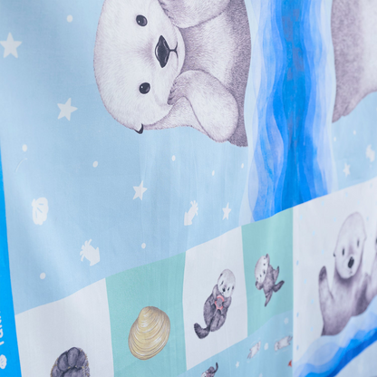 Animania 水獺圖案定位布 | cotton printed sheeting panel 純棉