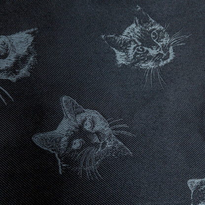 Japan | 黑色貓刺繡 | polyester jacquard 聚酯提花布