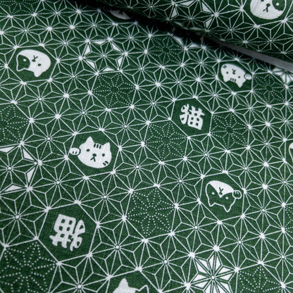 Japan | asanoha cat 麻の葉貓貓 | cotton printed dobby 竹節棉