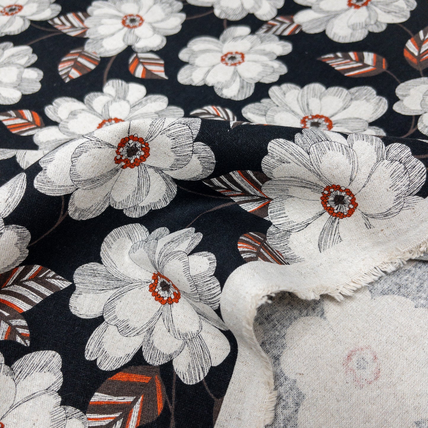 Japan | flowers 鋼筆線條大花 | cotton linen 棉麻