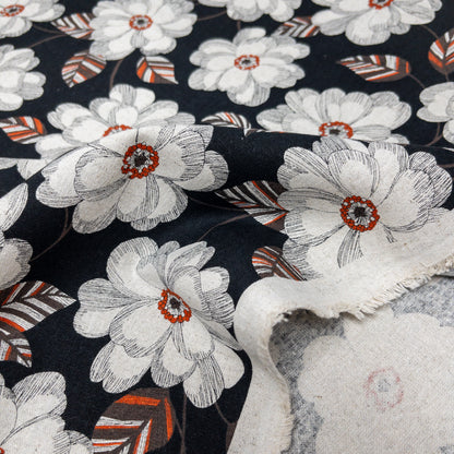 Japan | flowers 鋼筆線條大花 | cotton linen 棉麻