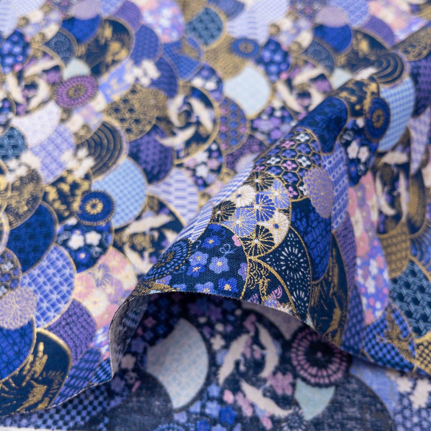 Japan | Fuji 燙金波紋富士鶴 | cotton printed sheeting 純棉