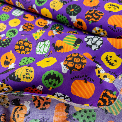 Japan | halloween pattern and cats 萬聖節黑貓大南瓜 | cotton printed shirting 純棉