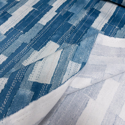 Japan | denim sashiko look 牛仔刺子繡拼布條風格 | cotton printed twill 純棉
