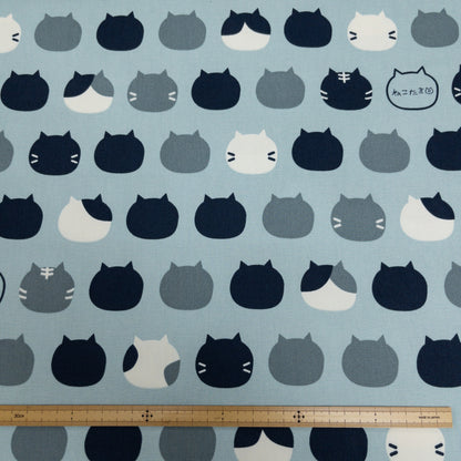 Japan | 「ねこたま」cat heads 彩色大貓頭 | cotton printed oxford 純棉