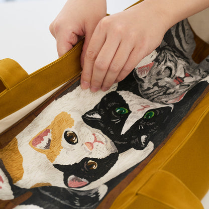 kokka home deco mini - 貓狗躺在地板上 | cotton printed sheeting 純棉