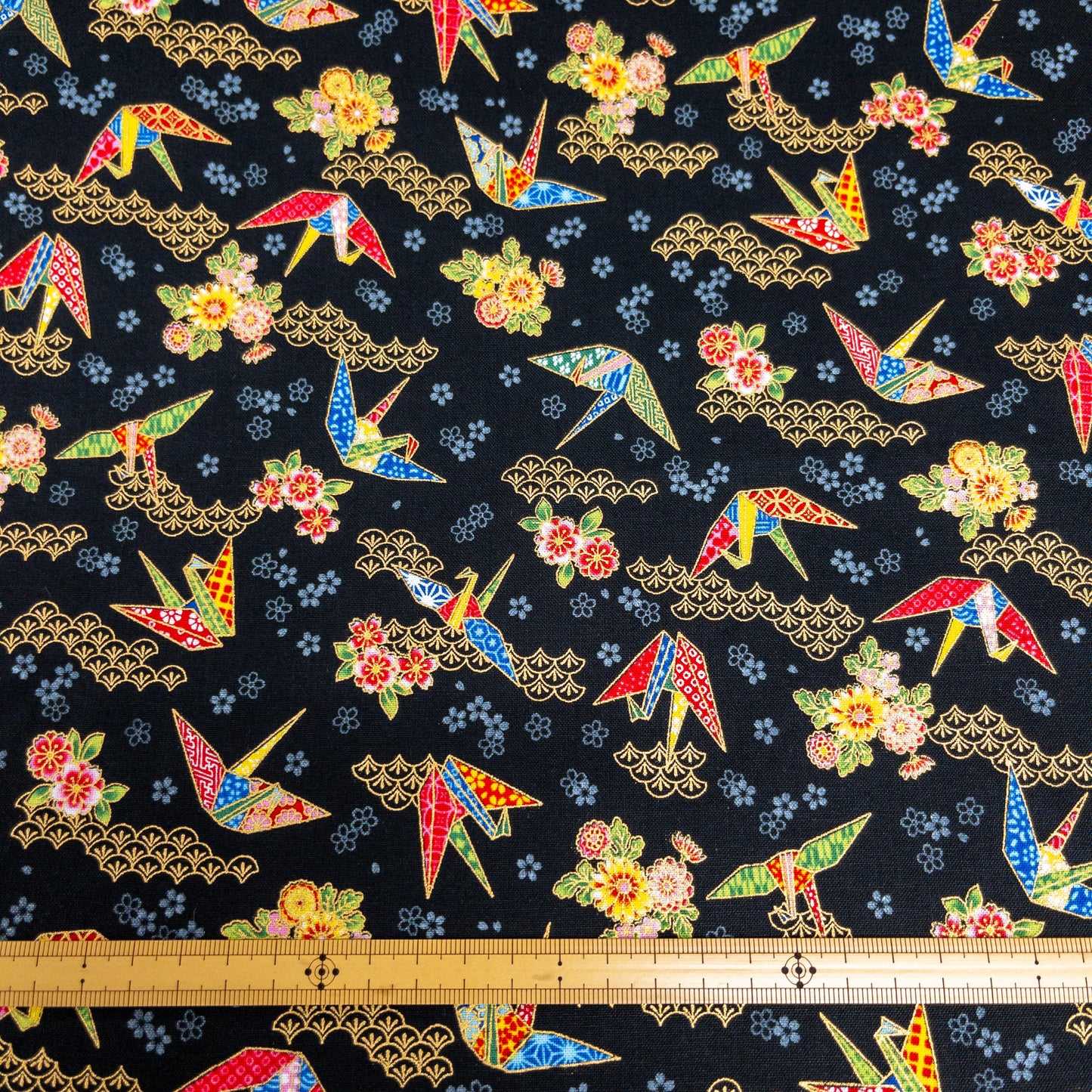 Japan | paper crane 燙金紙鶴和扇 | cotton printed sheeting 純棉