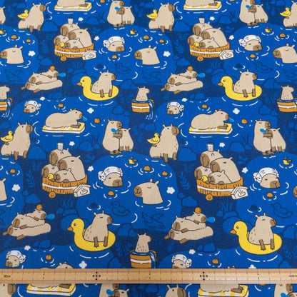 Taiwan | 水豚温泉 capybara | cotton printed oxford 純棉