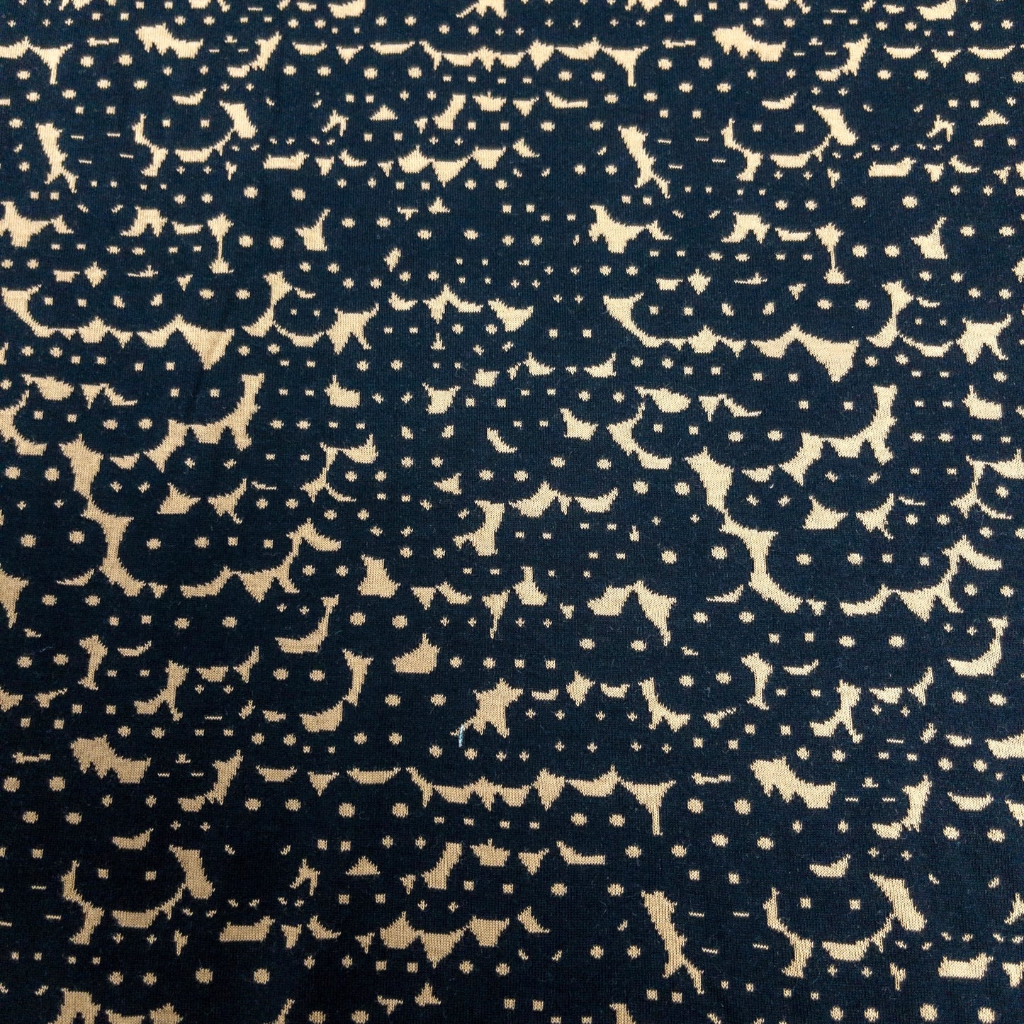 maffon | cat face black khahi 貓貓頭 黑+卡其色 | cotton jacquard knit 雙面純棉提花針織 - 160cm