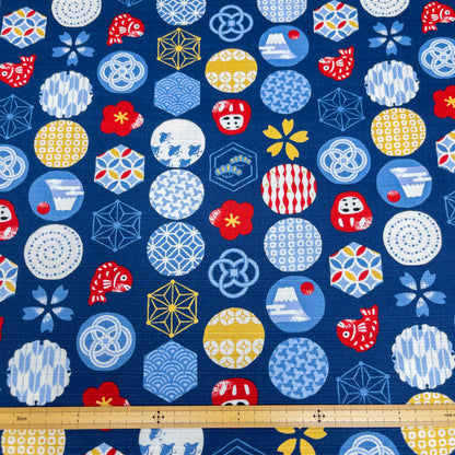Japan | dots circle japanese pattern 圓形和風圖案 | cotton printed dobby 竹節純棉