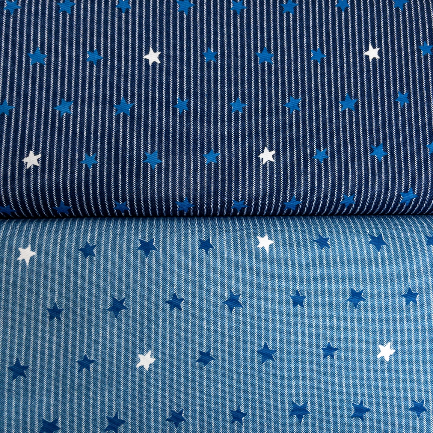 Japan | striped denim color stars 牛仔色間條小星星 | cotton printed oxford 純棉