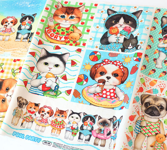 Unclecat 貓叔叔 | Pool Party Bricks Version | cotton linen 棉麻