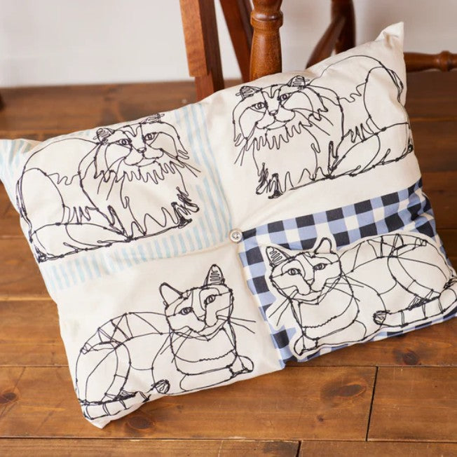 ＋HAyU fabric | HAyU CAT | cotton linen printed canvas 棉麻 (110x98cm)