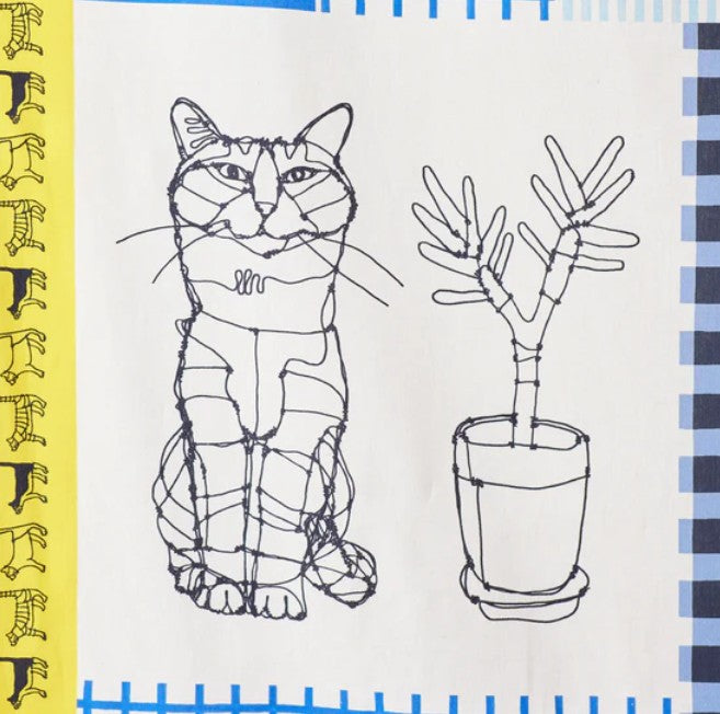 ＋HAyU fabric | HAyU CAT | cotton linen printed canvas 棉麻 (110x98cm)