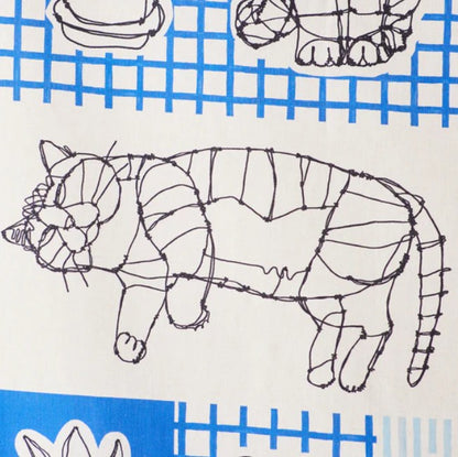 ＋HAyU fabric | HAyU CAT | cotton linen printed canvas 棉麻 (110x98cm)