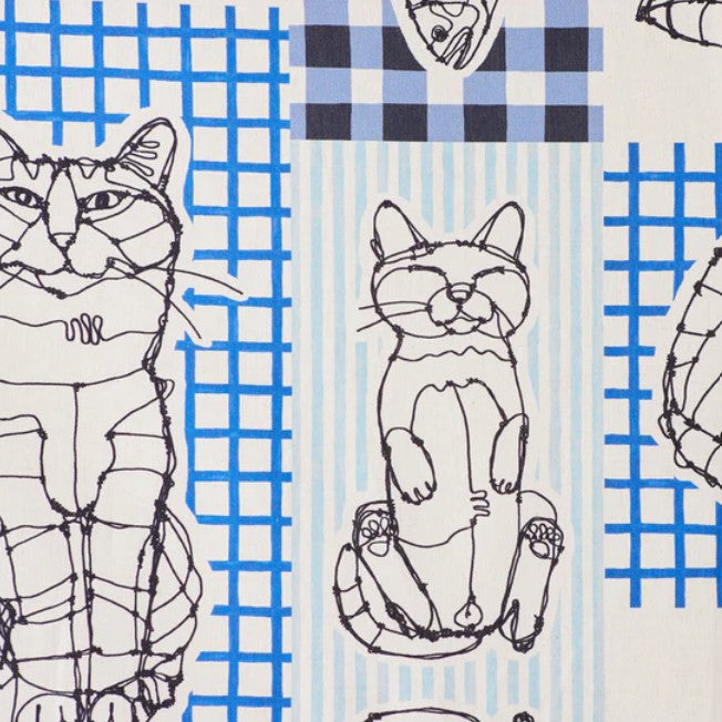 ＋HAyU fabric | HAyU CAT | cotton linen printed canvas 棉麻 (110x98cm)